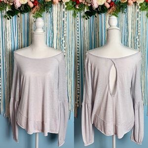 Free People Thin Knit Bell Sleeve Cutout Top M